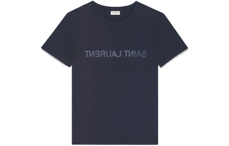 商品[国内直发] Yves Saint Laurent|圣罗兰 反转Logo圆领短袖T恤 男款 藏青色,价格¥2005,第1张图片