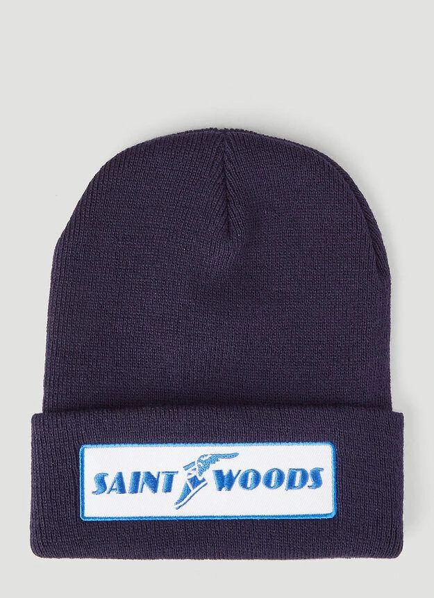 商品Saintwoods|Logo-Patch Beanie Hat in Navy,价格¥204,第1张图片