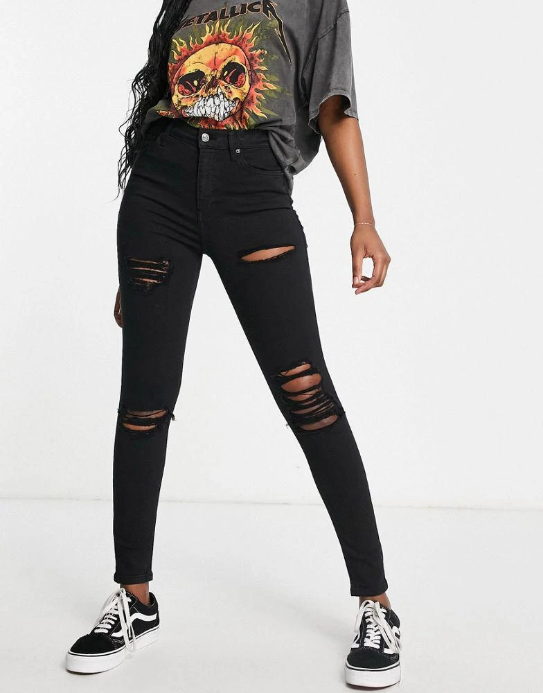 商品Topshop|Topshop Jamie rip jean in black,价格¥293,第4张图片详细描述