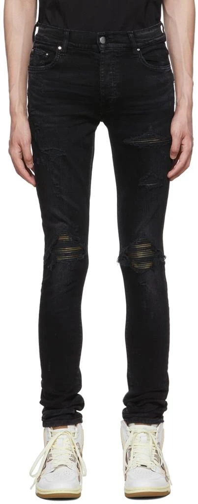 商品AMIRI|Black MX1 Leather Camo Jeans,价格¥3408,第1张图片