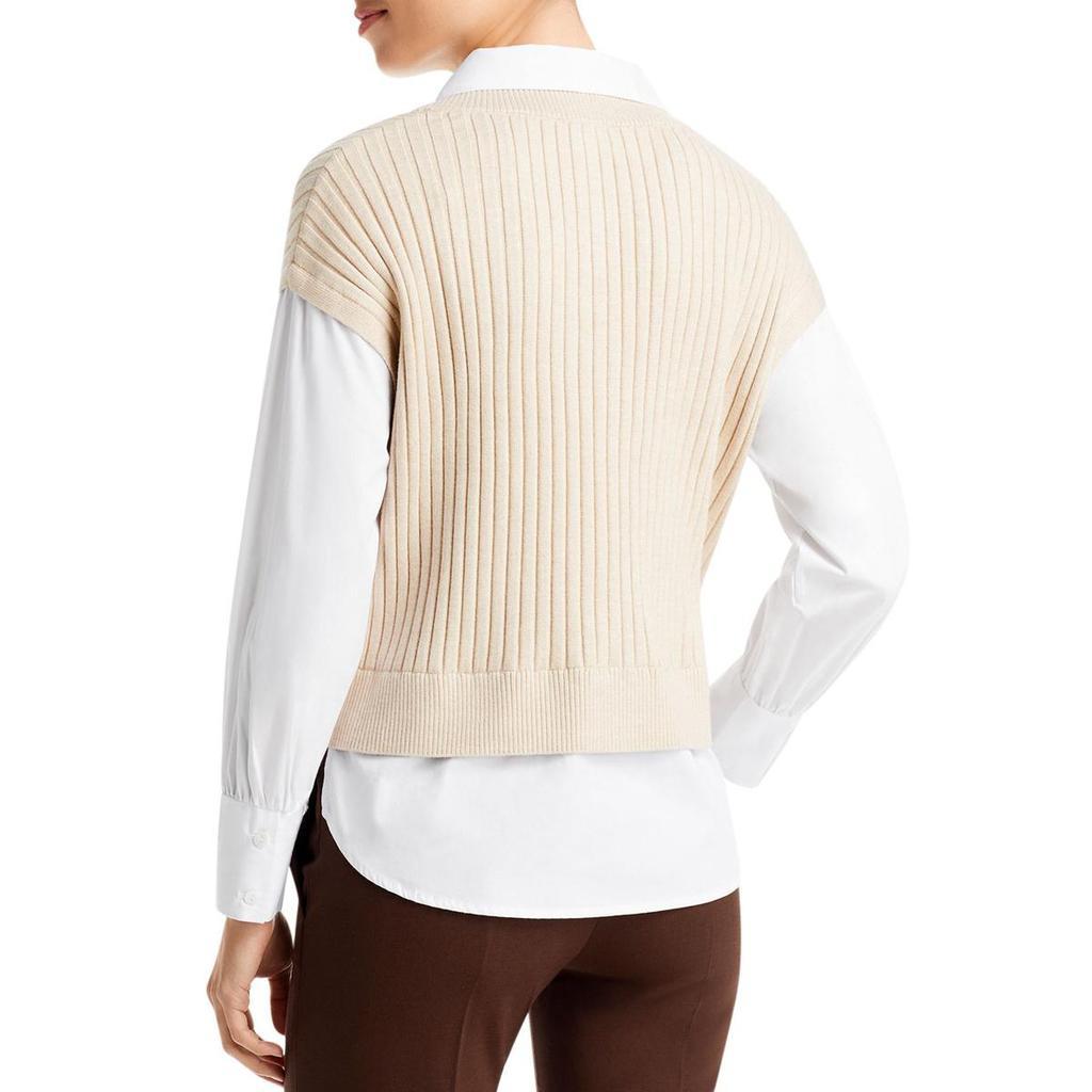 商品Tahari|T Tahari Womens Layered Mixed Media Pullover Sweater,价格¥209-¥239,第6张图片详细描述