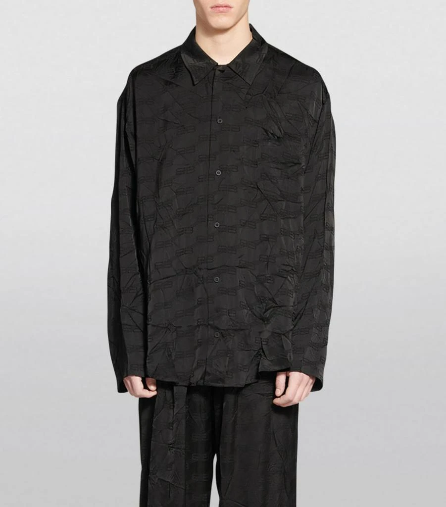 商品Balenciaga|Creased BB Logo Print Shirt,价格¥12719,第3张图片详细描述