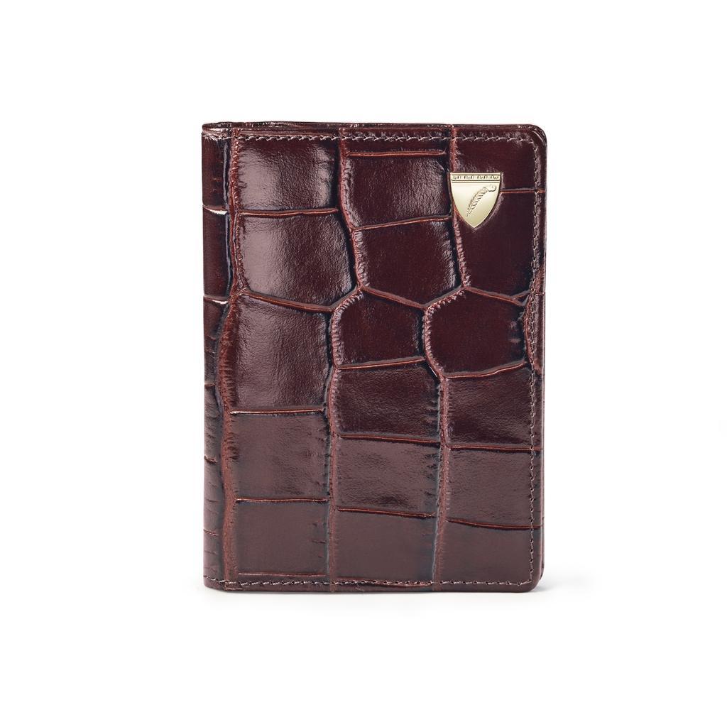 商品Aspinal of London|Double fold cc case shield amazon brown croc,价格¥668-¥757,第1张图片