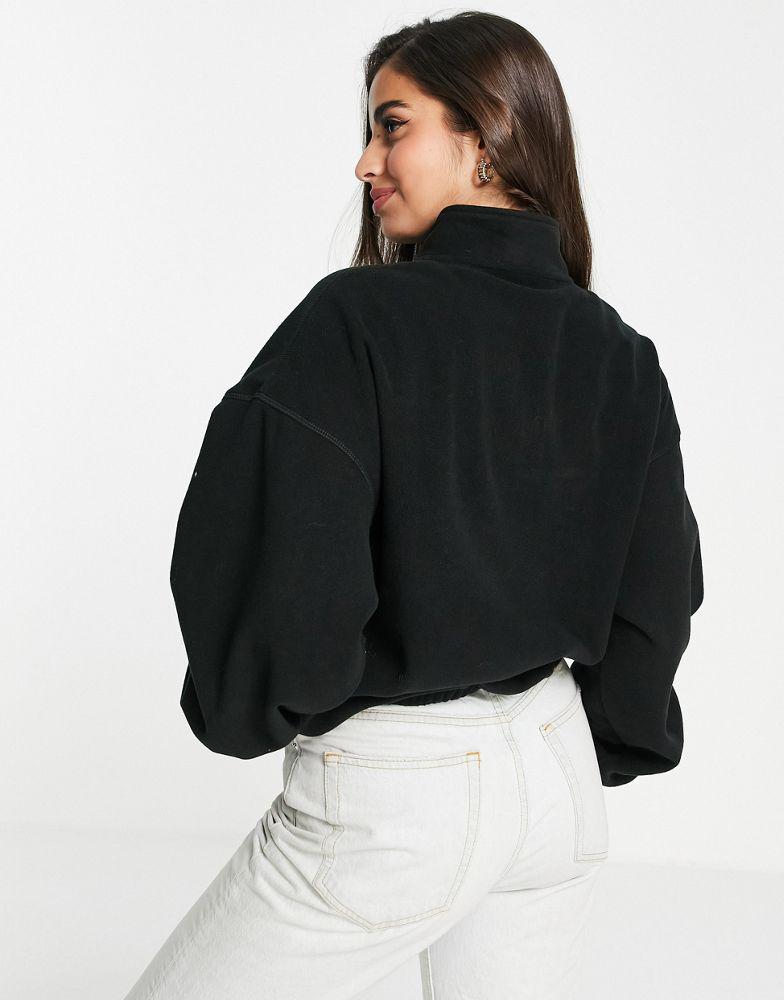 ASOS DESIGN oversized half zip fleece in black商品第3张图片规格展示