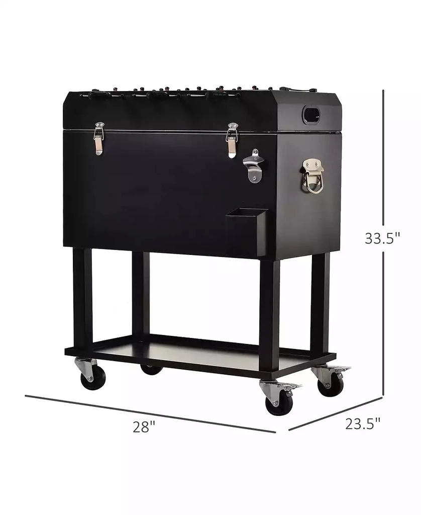 商品Outsunny|68QT Patio Cooler Ice Chest with Foosball Table Top, Portable Poolside Party Bar Cold Drink Rolling Cart on Wheels with Tray Shelf,价格¥1315,第3张图片详细描述