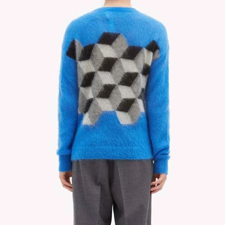 商品[国内直发] Moncler|盟可睐 x fragment藤原浩联名 菱形图案圆领套头毛衣 男款 蓝色,价格¥3967,第3张图片详细描述