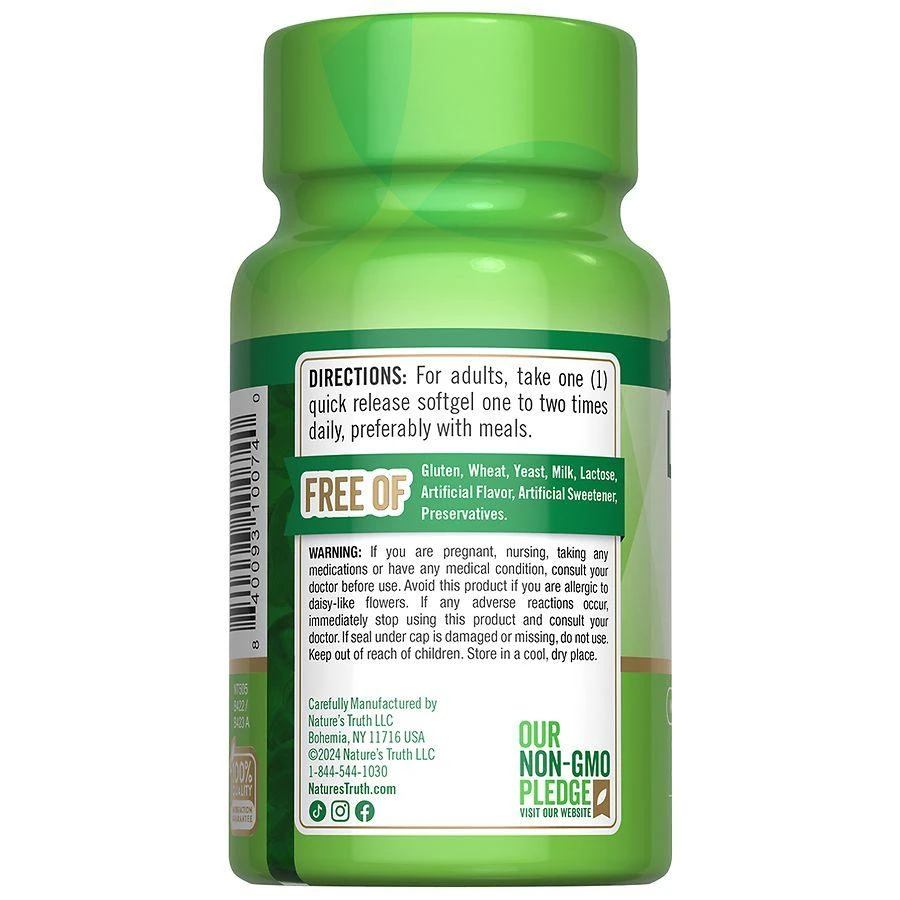 商品Nature's Truth|Lutein Plus Zeaxanthin & Bilberry Softgels,价格¥96,第2张图片详细描述