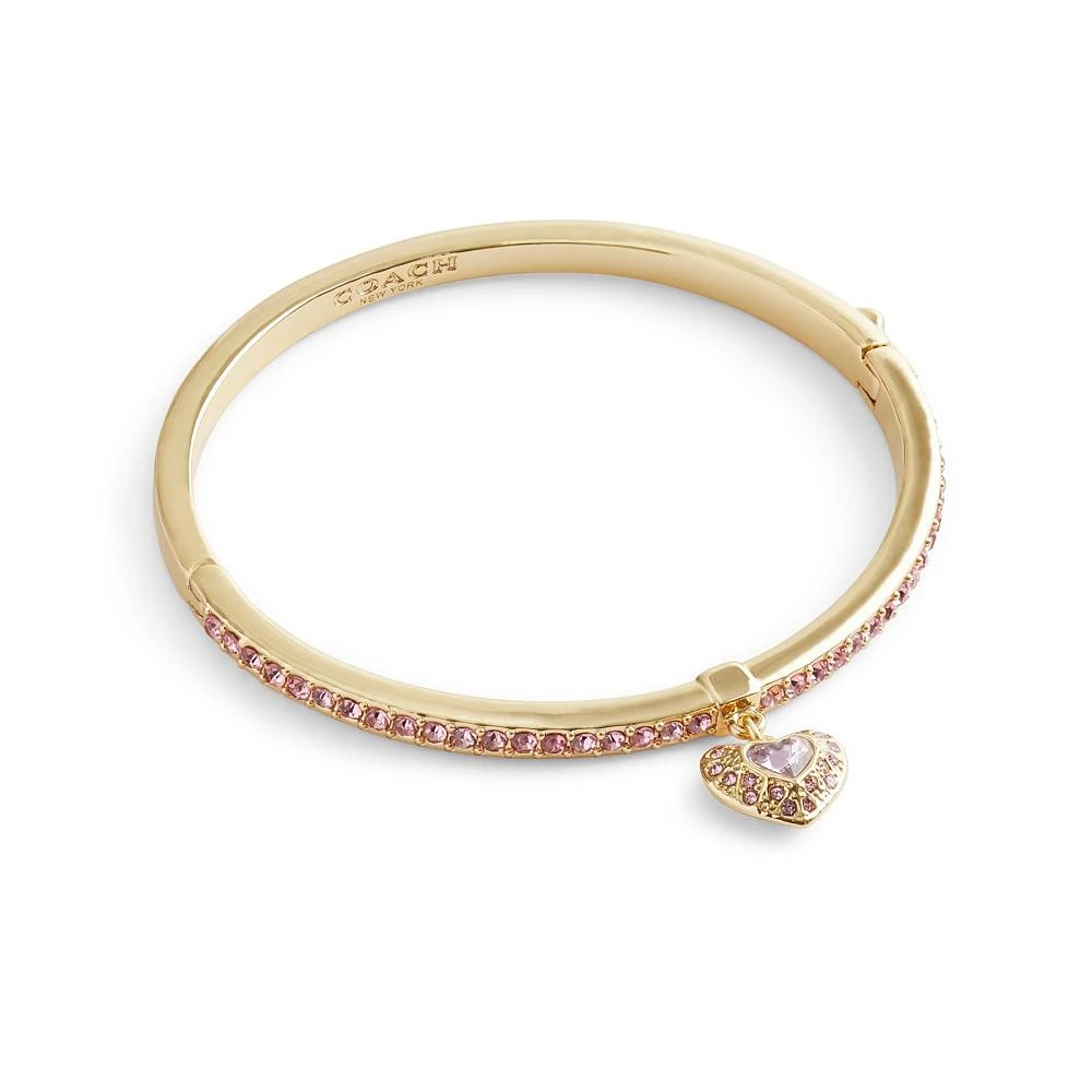 商品Coach|Faux Stone Heart Charm Bangle Bracelet,价格¥919,第2张图片详细描述