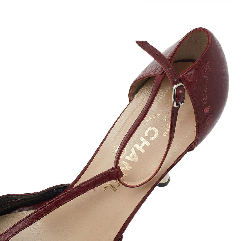 Chanel Red/Black Leather T Strap D'orsay Pumps Size 41 商品