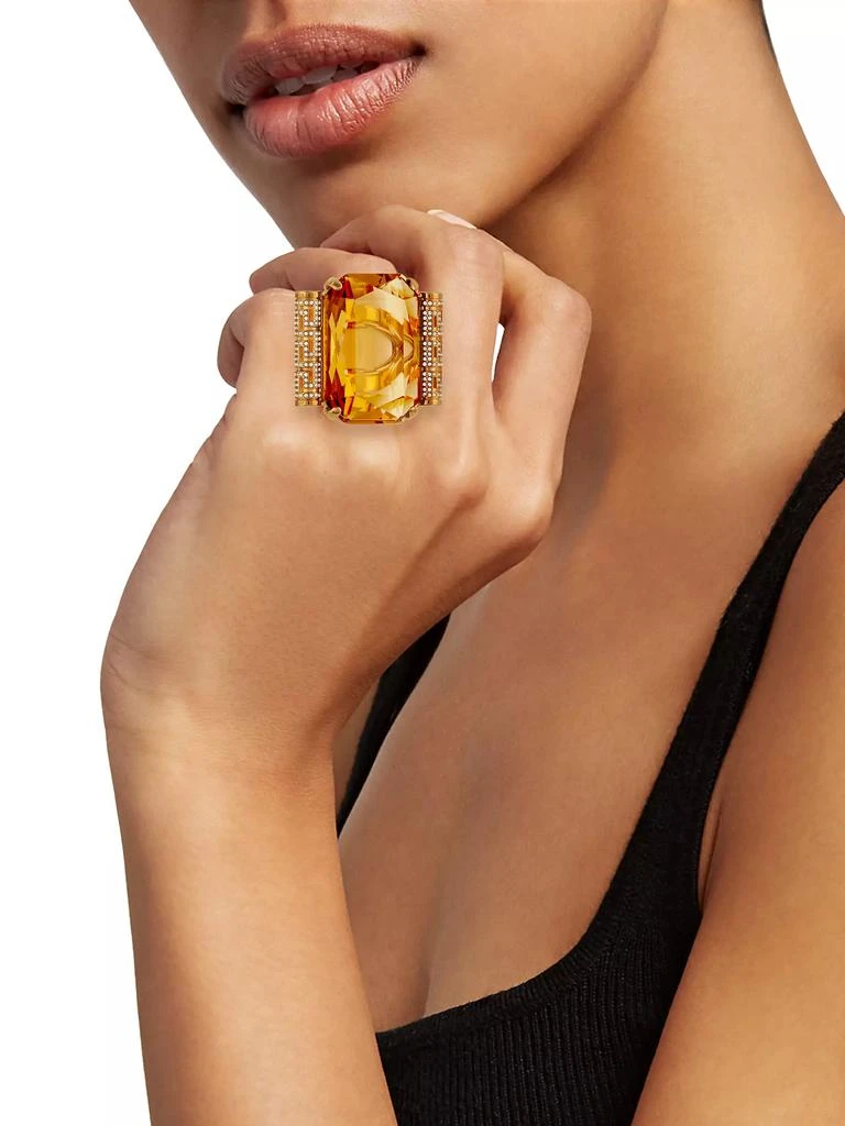 商品Versace|Greca Goldtone &amp; Glass Crystal Cocktail Ring,价格¥5424,第2张图片详细描述