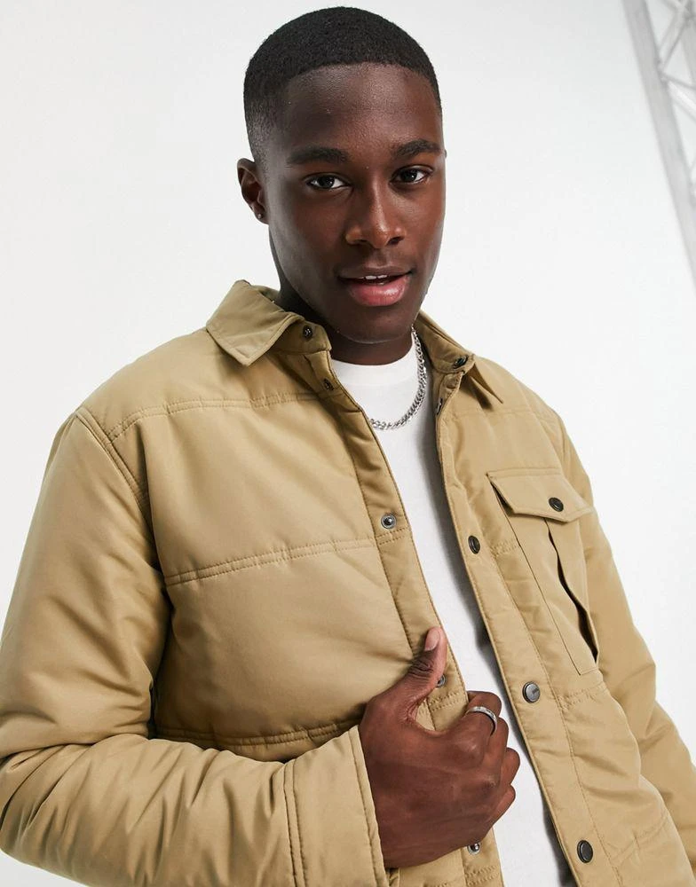 商品Only & Sons|Only & Sons padded worker jacket in beige,价格¥210,第3张图片详细描述