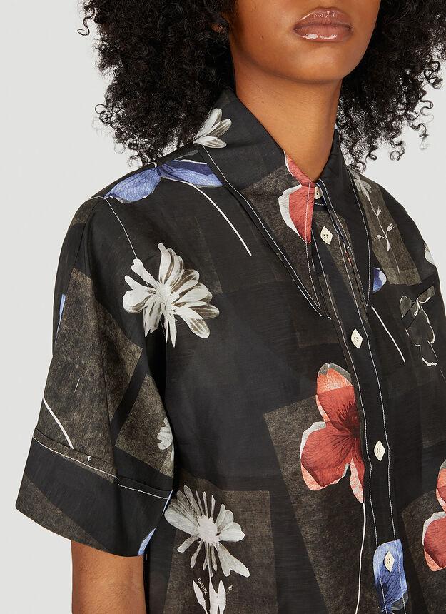 Floral Print Shirt in Black商品第5张图片规格展示