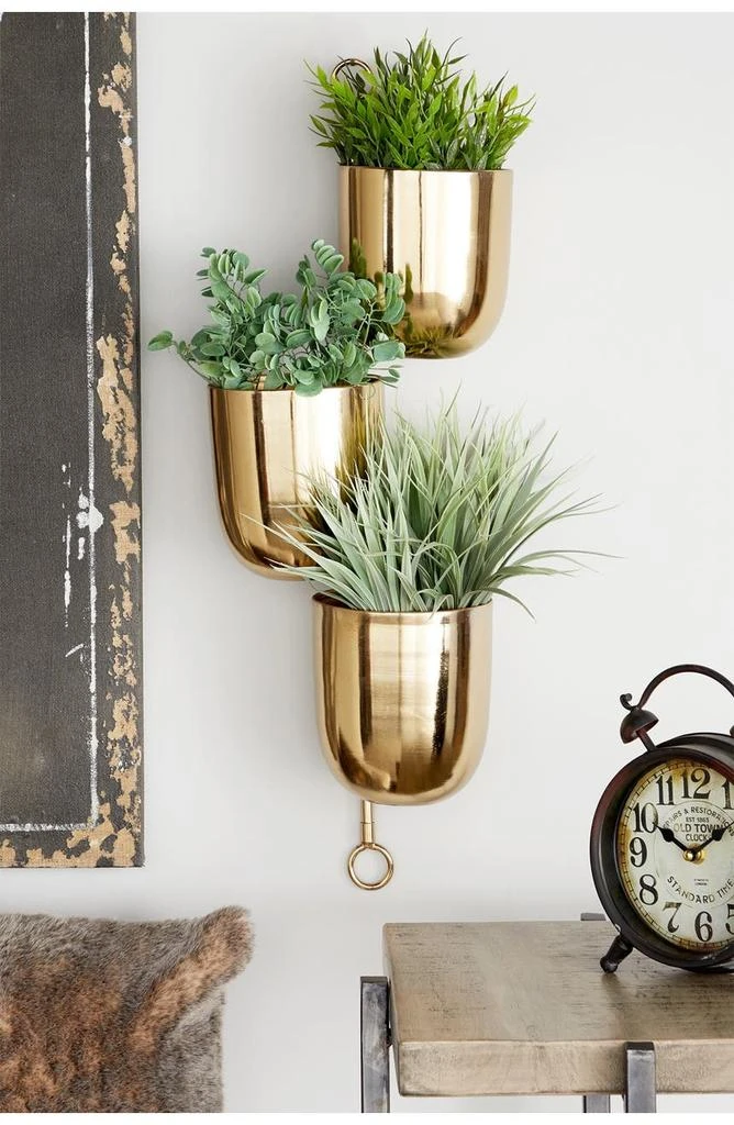 商品Novogratz|Goldtone Metal Indoor & Outdoor Layered Wall Planter,价格¥400,第4张图片详细描述