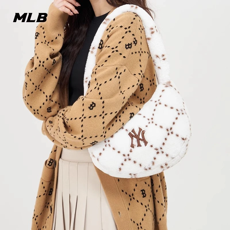 MLB官方男女情侣毛绒钻石老花腋下包时尚手提包秋季BQM08 商品