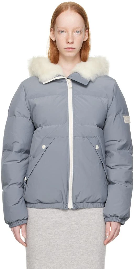 商品Yves Salomon|SSENSE Exclusive Blue Short Down Jacket,价格¥3140,第1张图片