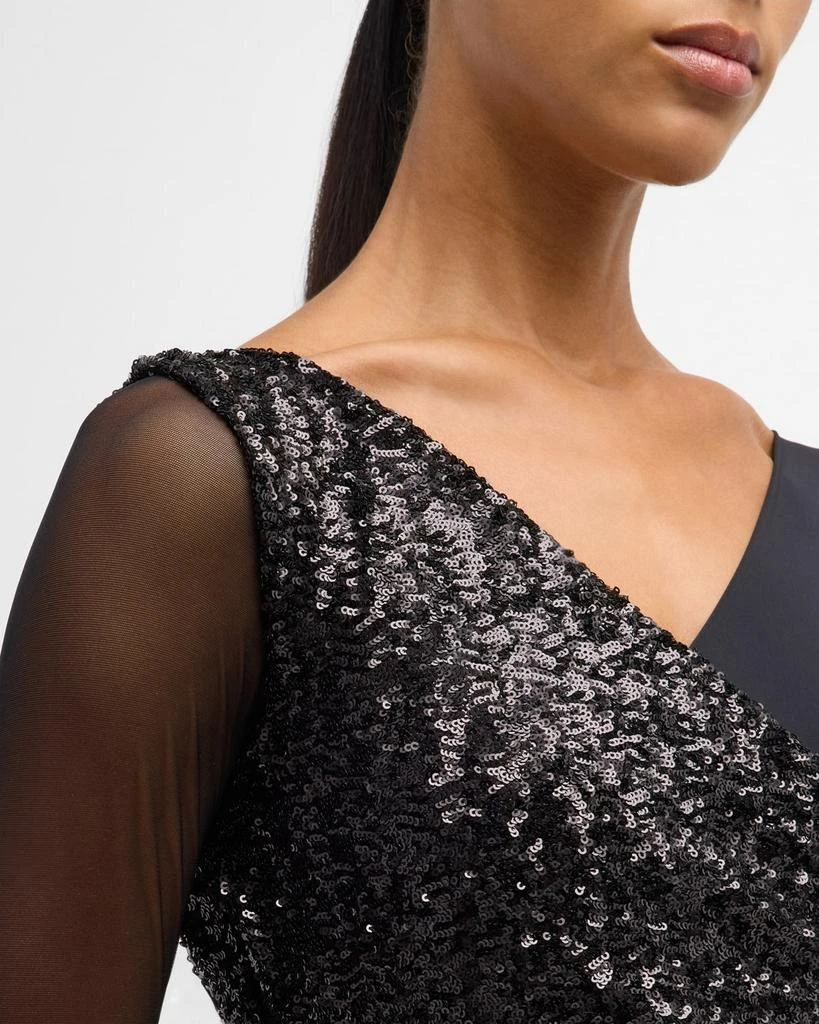 商品Chiara Boni|Sequin Illusion-Sleeve Trumpet Gown,价格¥4060,第5张图片详细描述