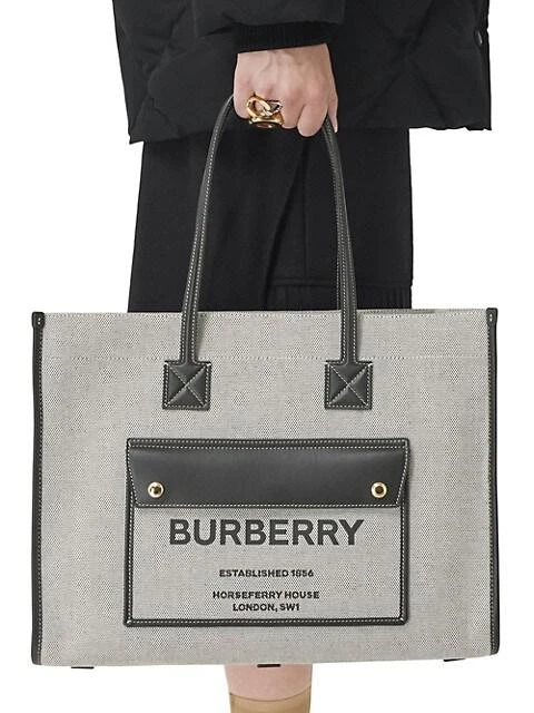 商品Burberry|Medium Horseferry Canvas Tote,价格¥11619,第3张图片详细描述