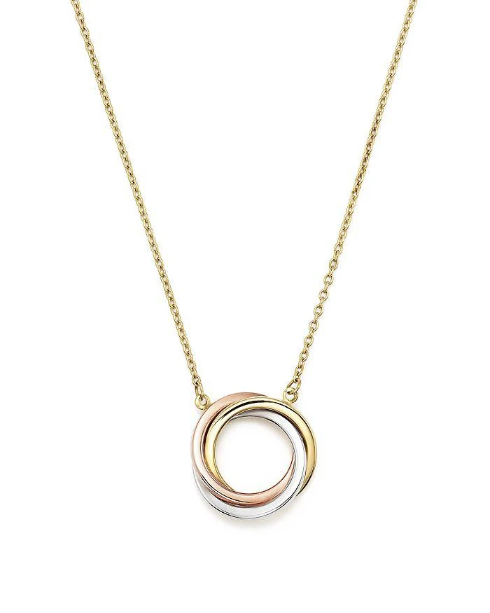 商品Bloomingdale's|14K Rose, Yellow and White Gold Ring Pendant Necklace, 18" - Exclusive,价格¥5507,第1张图片详细描述