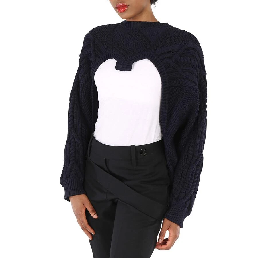 商品Burberry|Ladies Ink Blue Cable Knit Open-Front Jumper,价格¥686,第2张图片详细描述
