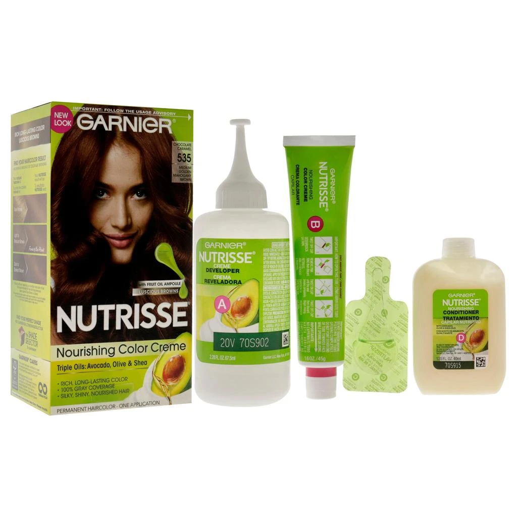 商品Garnier|Nutrisse Nourishing Color Creme # 535 Medium Golden Mahogany Brown by Garnier for Unisex - 1 Application Hair Color,价格¥114,第2张图片详细描述