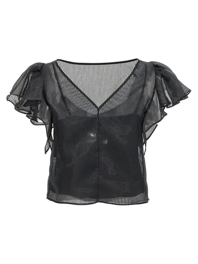 商品Karl Lagerfeld Paris|Karl Lagerfeld Ruffled-Trim Straight Hem Blouse,价格¥1356,第2张图片详细描述