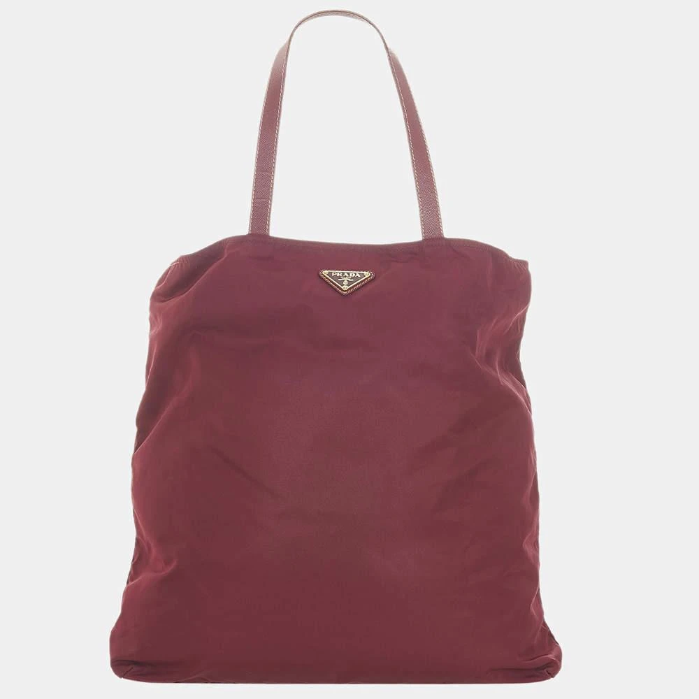 商品[二手商品] Prada|  Prada Burgundy Tessuto Robot Tote Bag,价格¥3088,第3张图片详细描述