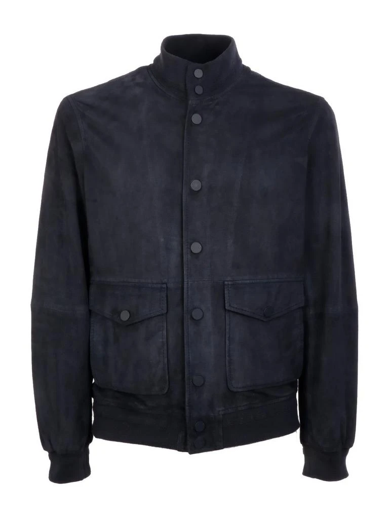 商品THE JACK LEATHERS|The Jack Leathers Men&#39;s  Blue Cotton Outerwear Jacket,价格¥3623,第1张图片