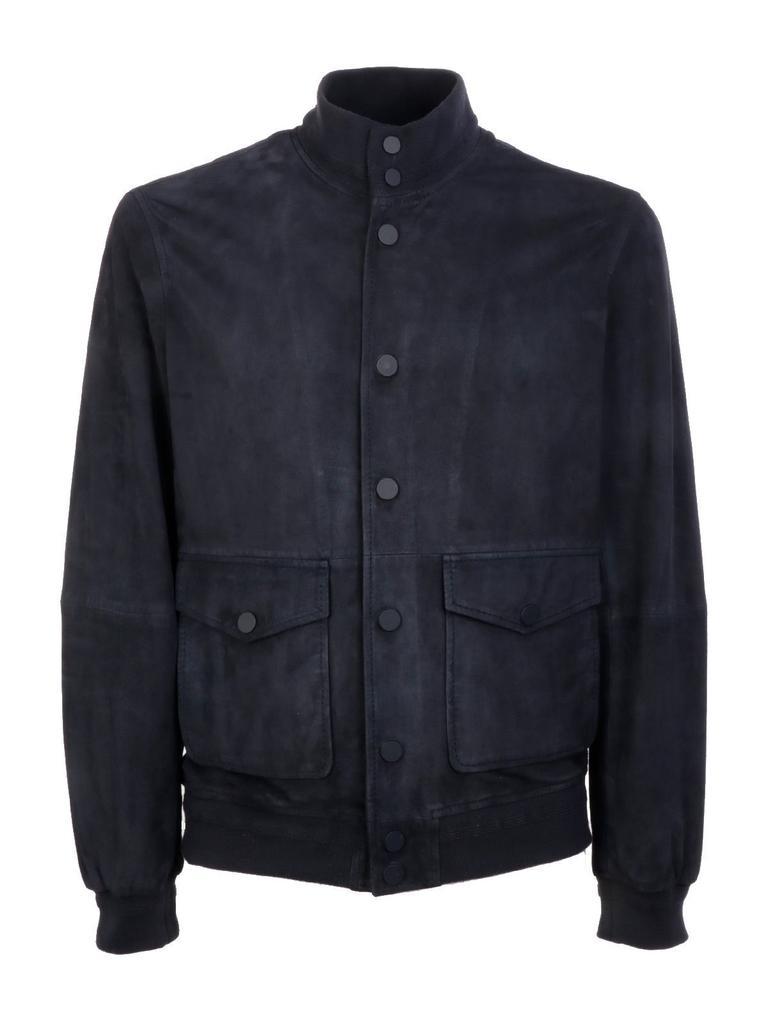 商品THE JACK LEATHERS|The Jack Leathers Men's  Blue Cotton Outerwear Jacket,价格¥3326,第1张图片