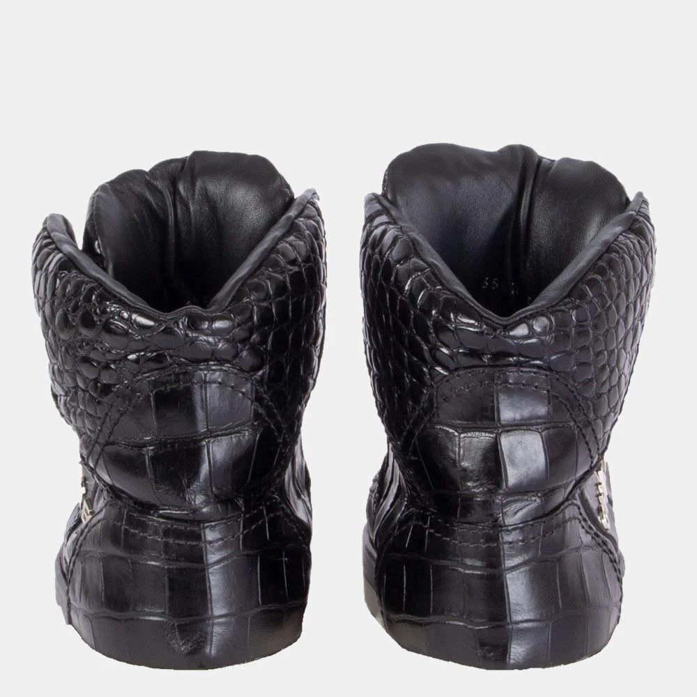 商品[二手商品] Chanel|Chanel Black Crocodile Embossed High Top Sneakers EU 38,价格¥9187,第5张图片详细描述