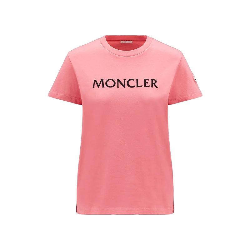 商品Moncler|【预售3-7天】Moncler/蒙克莱 22年秋冬新款 女士珊瑚粉色纯棉徽标图形短袖T恤H20938C00012829HP539,价格¥1965,第1张图片