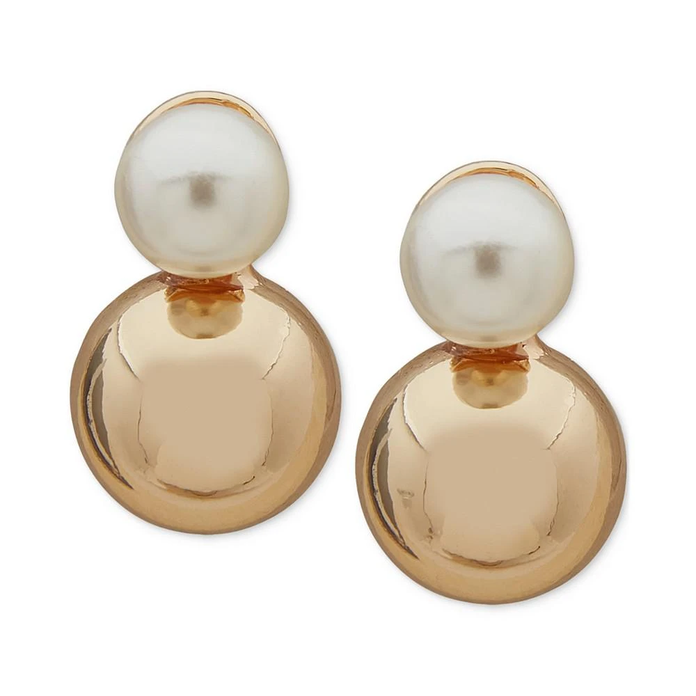 商品Anne Klein|Gold-Tone & Imitation Pearl Bead Stud Earrings,价格¥149,第1张图片