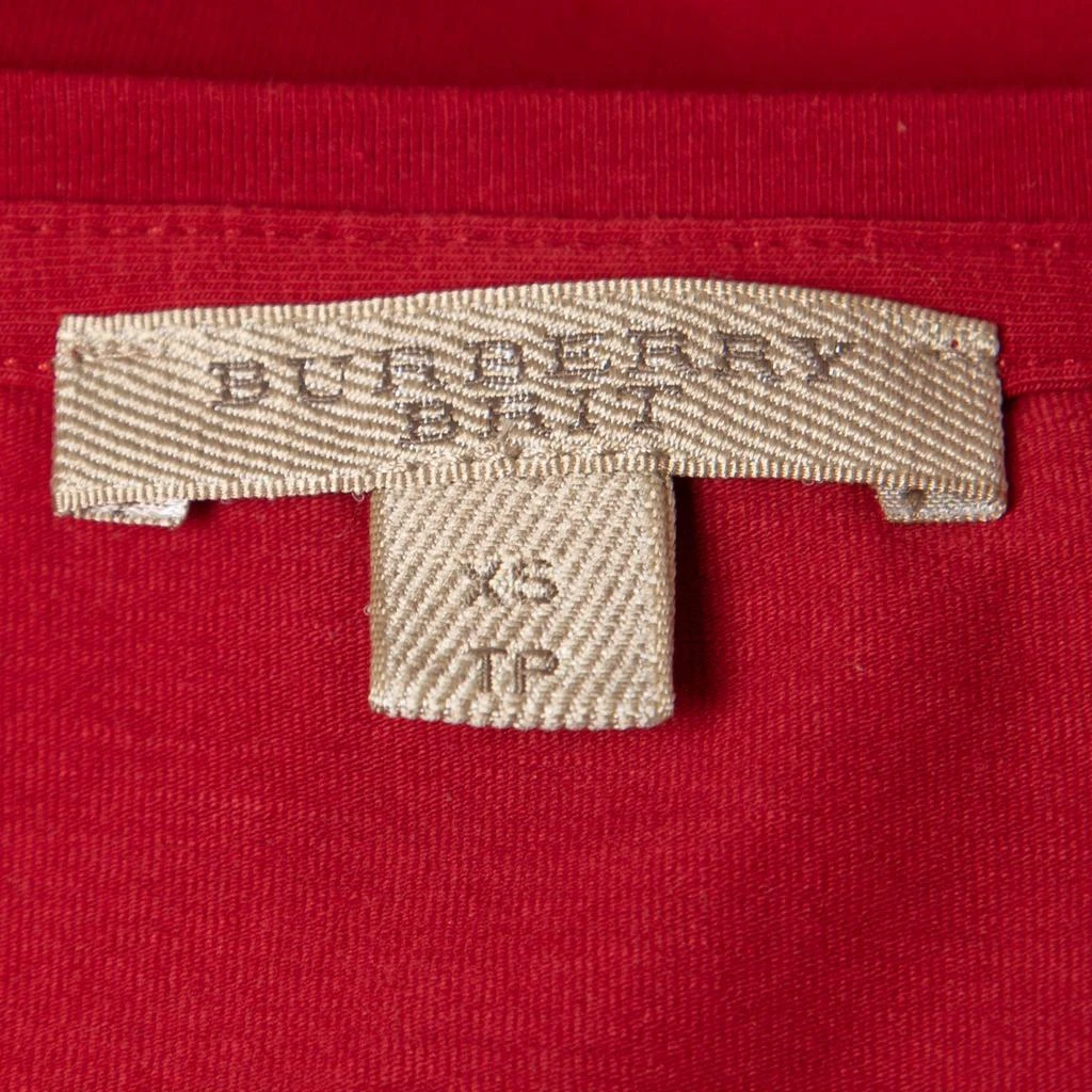 商品[二手商品] Burberry|Burberry Brit Red Cotton Check Detail Crew Neck Long Sleeve T-Shirt XS,价格¥1206,第4张图片详细描述