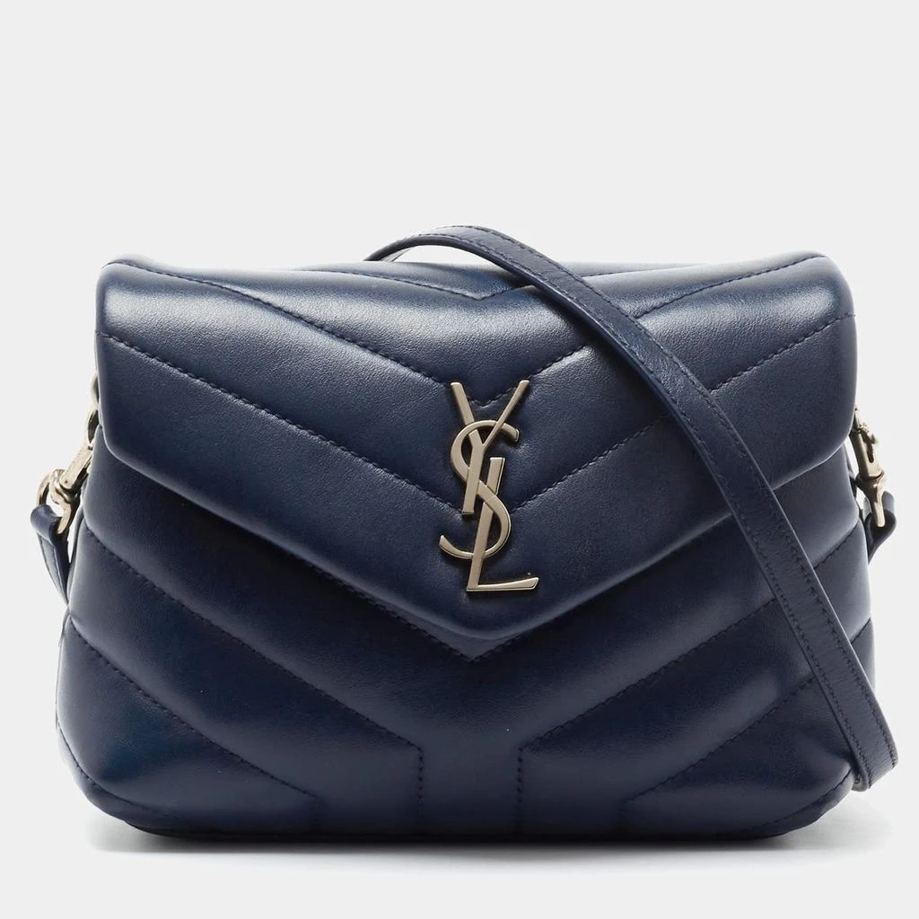 商品[二手商品] Yves Saint Laurent|Saint Laurent Navy Blue Matelassé Leather Toy Loulou Crossbody Bag,价格¥7609,第1张图片