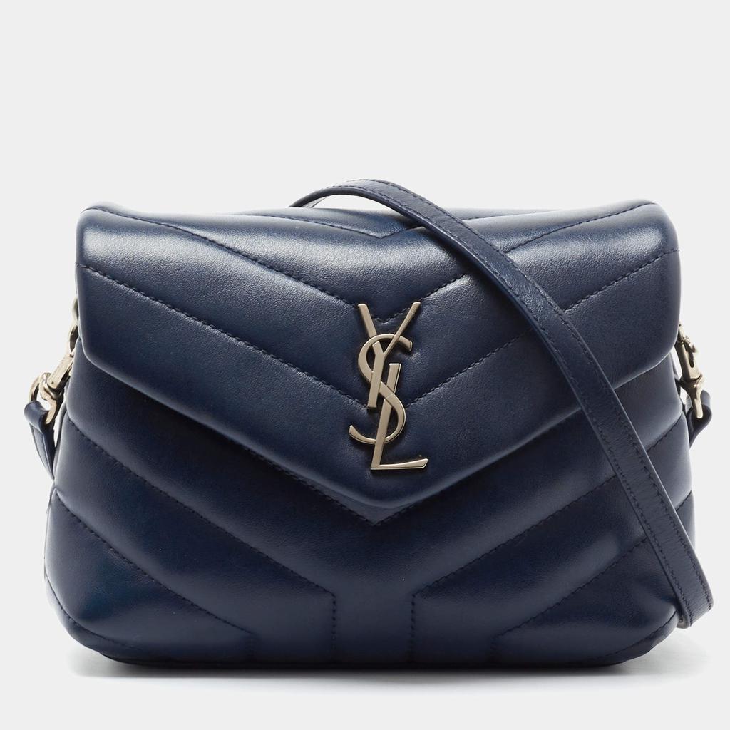 商品[二手商品] Yves Saint Laurent|Saint Laurent Navy Blue Matelassé Leather Toy Loulou Crossbody Bag,价格¥8807,第1张图片