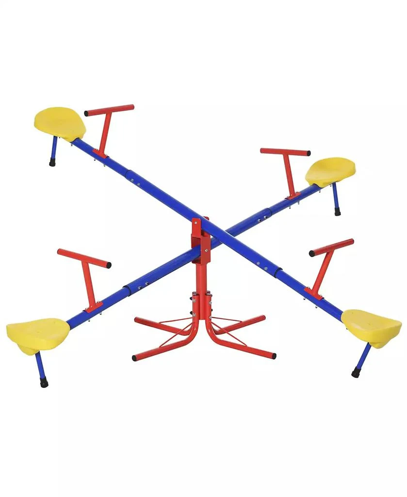 商品Outsunny|Metal Seesaw for Kids 71.75" L x 71.75" W x 19" H, Red Blue Yellow,价格¥558,第1张图片