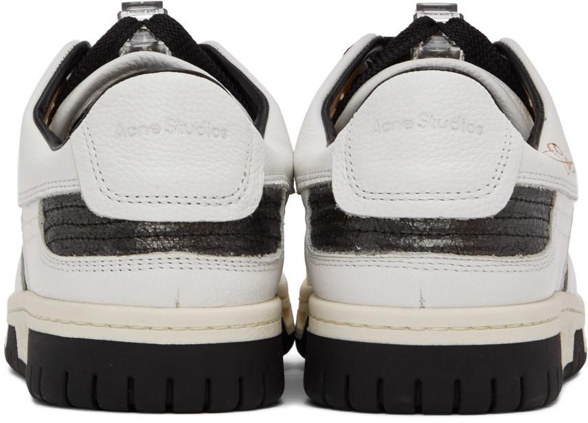 White & Black Leather Low-Top Sneakers商品第2张图片规格展示