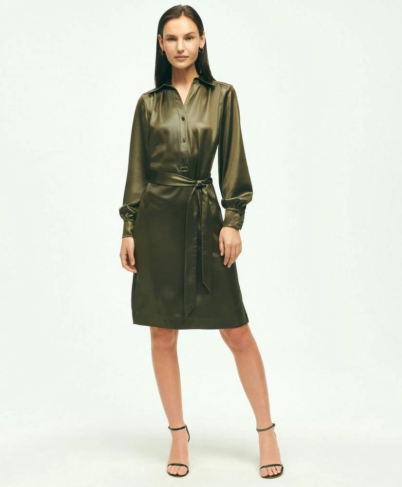 商品Brooks Brothers|Satin Popover Belted Shirt Dress,价格¥1373,第1张图片