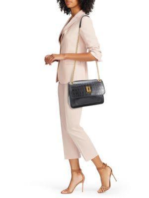 商品Karl Lagerfeld Paris|Lyon Croc Embossed Leather Shoulder Bag,价格¥1636,第4张图片详细描述