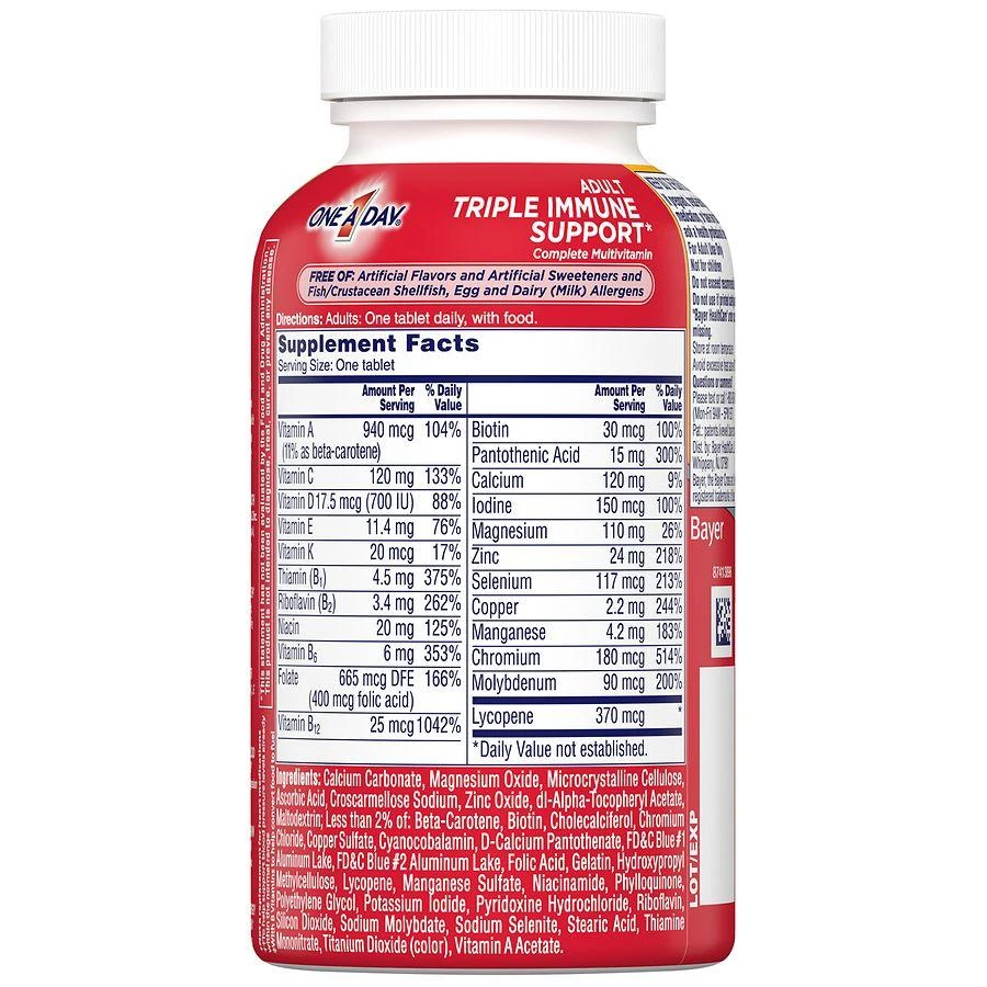 商品One A Day|Adult Triple Immune Support Complete Multivitamin,价格¥117,第2张图片详细描述