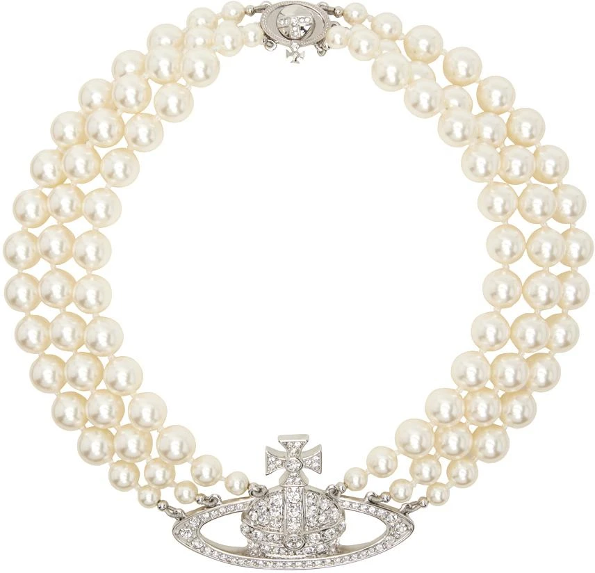 商品Vivienne Westwood|Silver Pearl Bas Relief Choker,价格¥3526,第1张图片