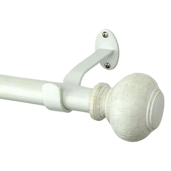 Rhinebeck Adjustable Curtain Rod with Faux Wood Ball Finials, 48"-86" 商品