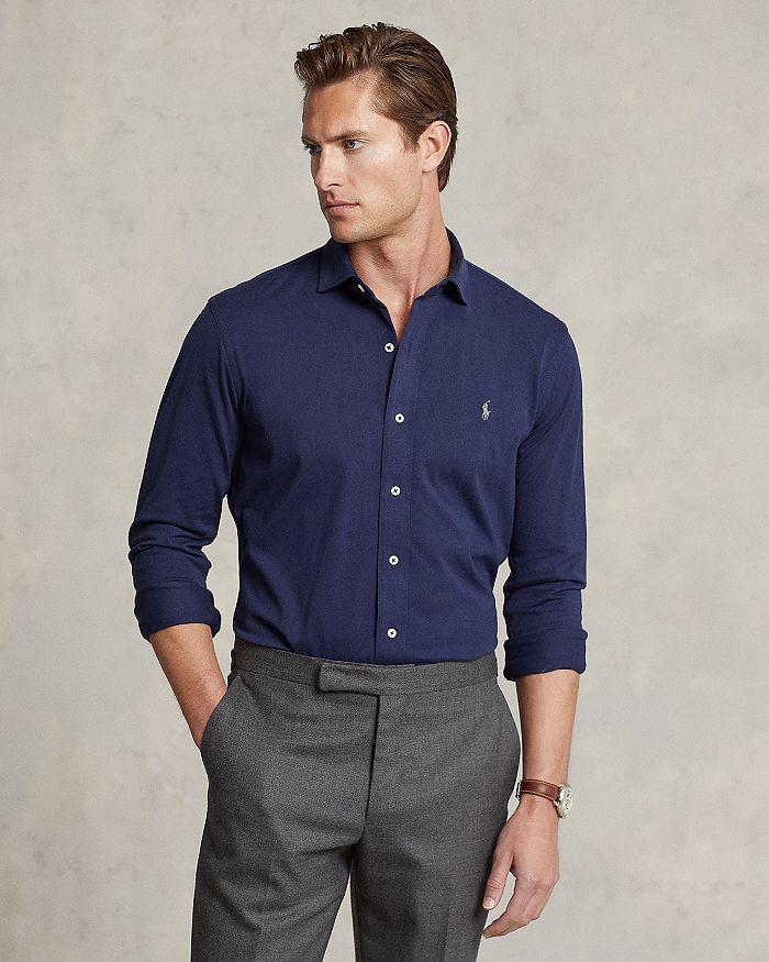 Cotton Jersey Solid Classic Fit Button Down Shirt商品第6张图片规格展示