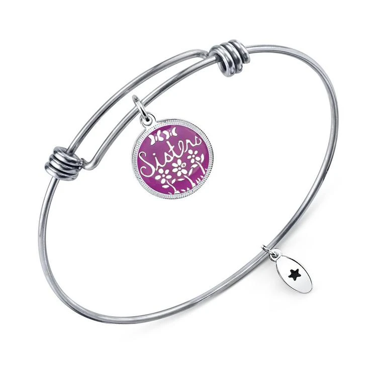 商品Unwritten|"Sisters" Adjustable Message Bangle Bracelet in Stainless Steel,价格¥206,第2张图片详细描述