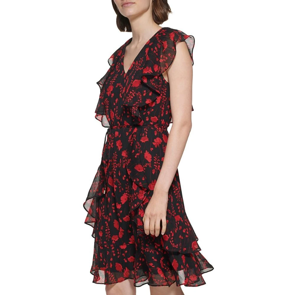 商品Tommy Hilfiger|Petite Floral-Print Ruffled Fit & Flare Dress,价格¥591,第4张图片详细描述
