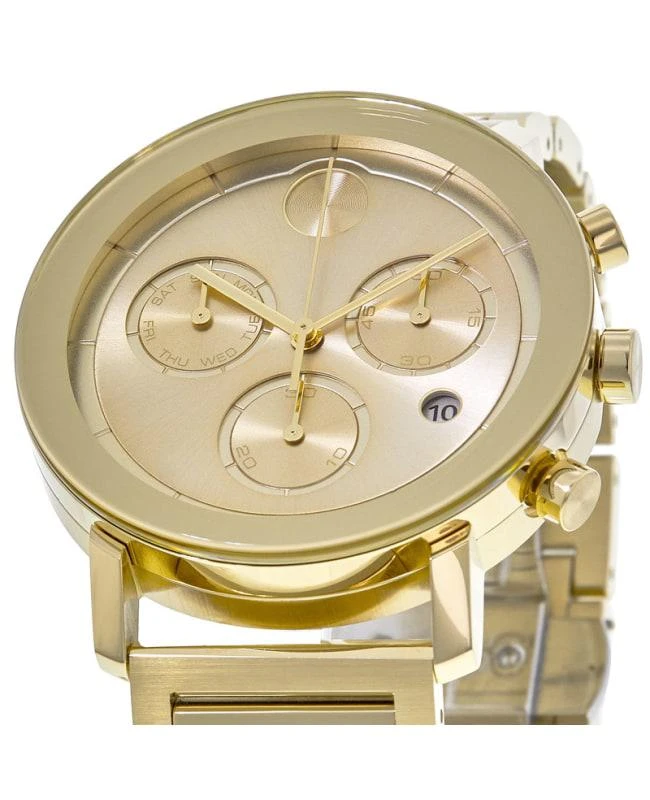 商品Movado|Movado Bold Chronograph Gold Dial Gold Tone Stainless Steel Men's Watch 3600682,价格¥5344,第4张图片详细描述