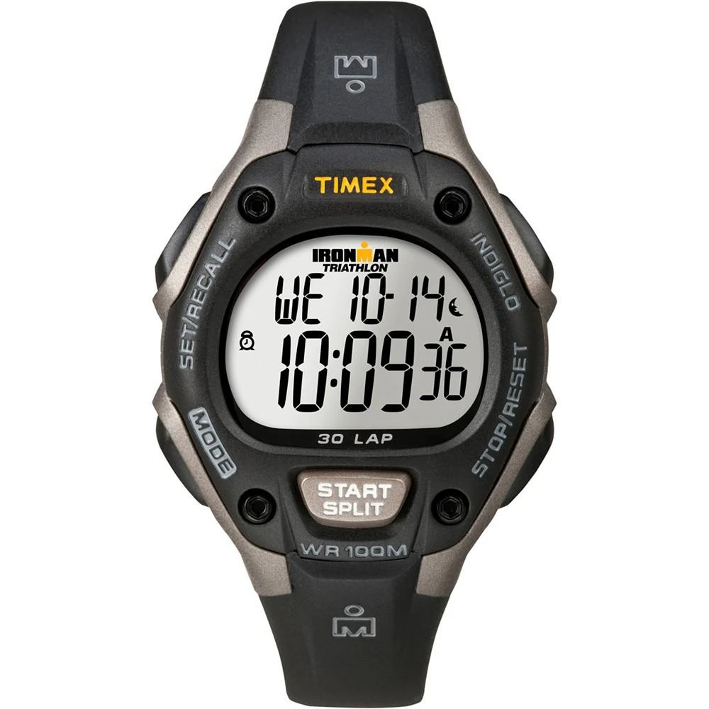 商品Timex|Unisex IRONMAN Classic 30 34mm Watch with Timex Pay  Black Silver-Tone with Silicone Strap,价格¥598,第1张图片