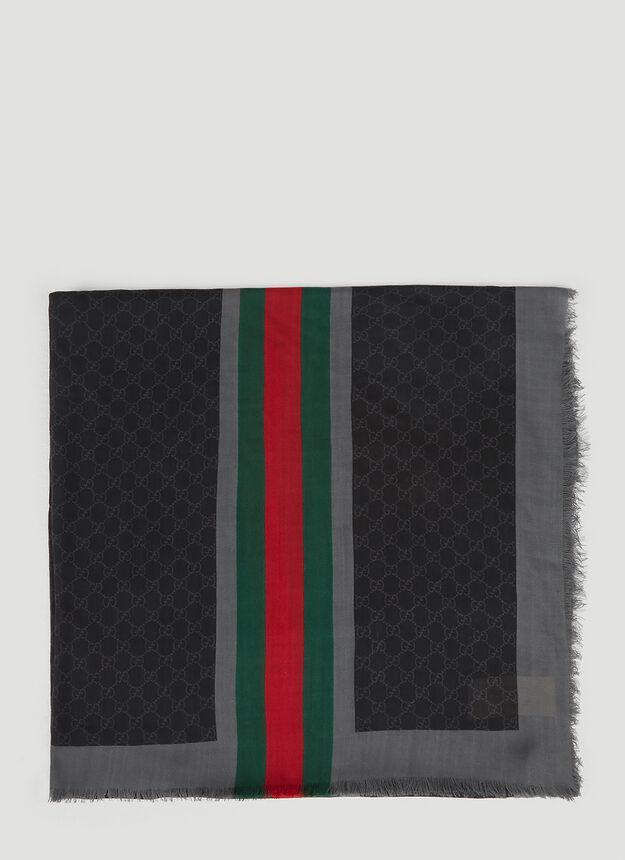 商品Gucci|GG Web Stripe Scarf in Black,价格¥4939,第1张图片