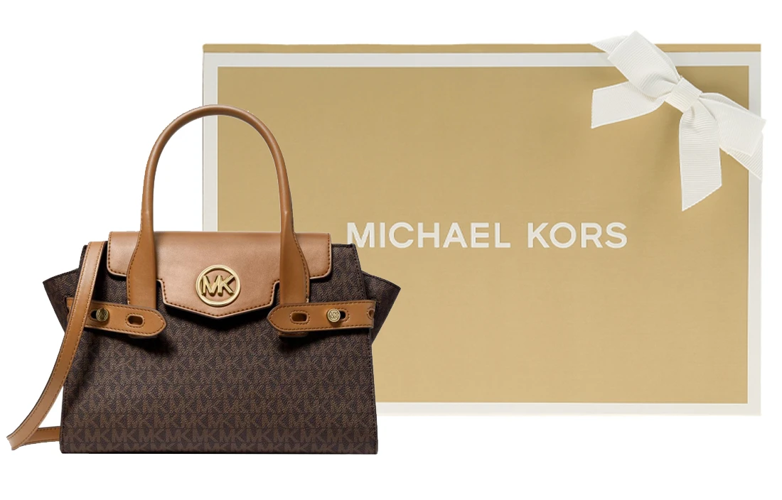 商品[国内直发] Michael Kors|迈克高仕 MK Carmen 通勤时尚经典老花满印拼色 帆布 手提单肩斜挎包 女款 棕拼色,价格¥1670,第7�张图片详细描述