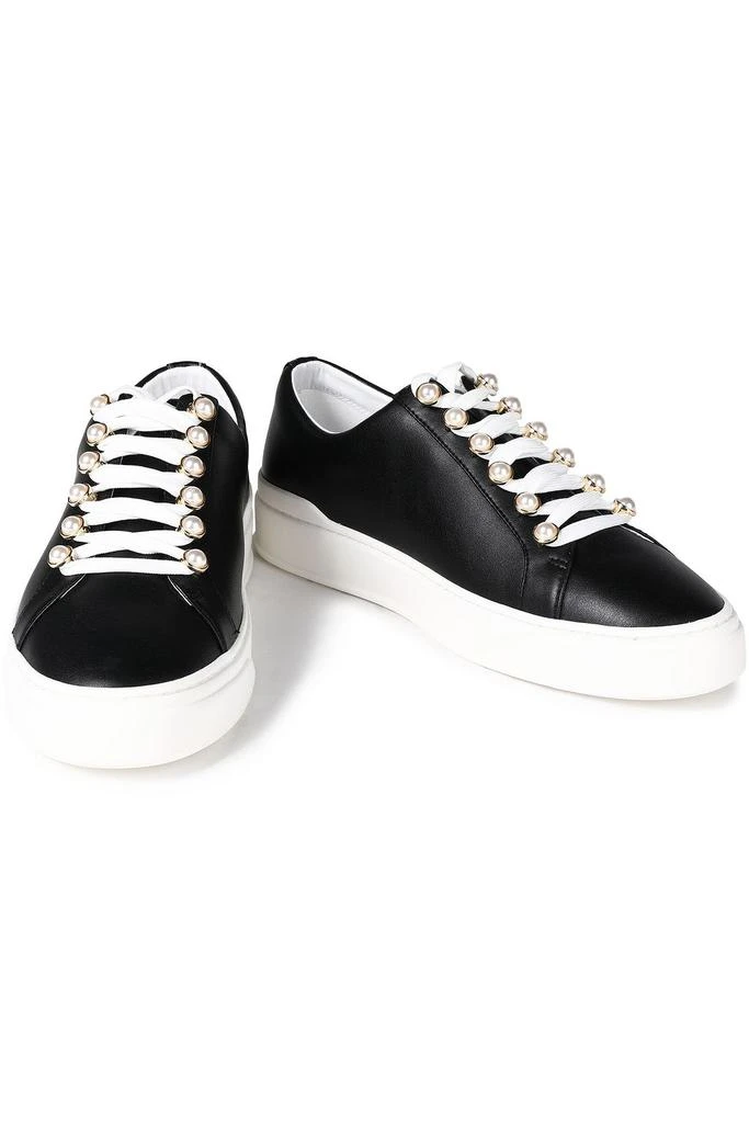 商品Stuart Weitzman|Excelsa faux pearl-embellished leather sneakers,价格¥781,第2张图片详细描述