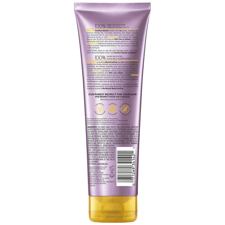 商品L'Oreal Paris|Sulfate Free Blonde Shampoo with Iris,价格¥84,第2张图片详细描述